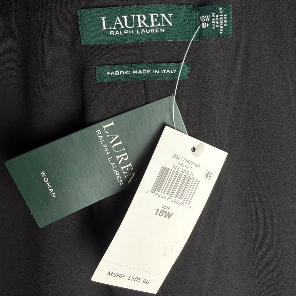 Lauren Ralph Lauren Plaid Wrap Coat Womens 18W Wool Fringe Belted NWT‎ - Picture 2 of 8